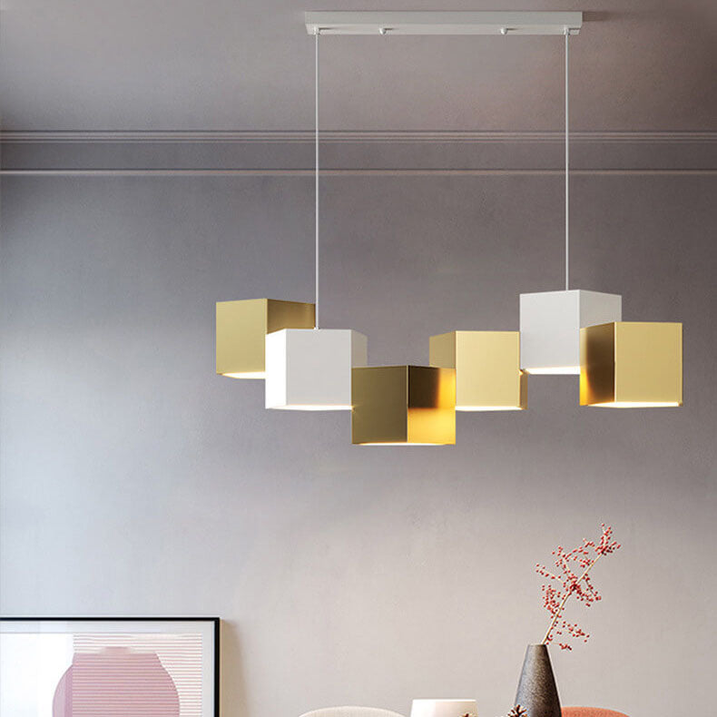 Stylish Multi-Color Geometric Iron LED Macaron Chandelier for Living Room
