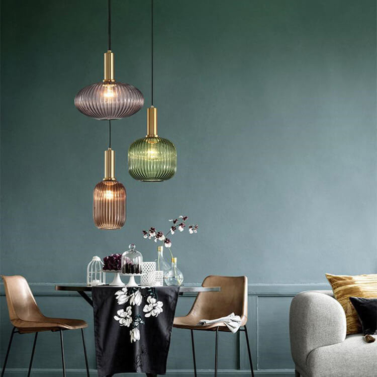 Elegant Minimalist Striped Glass Pendant Light for Modern Living Spaces
