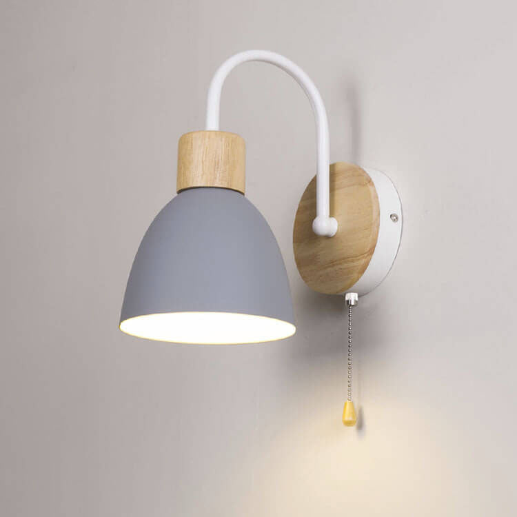 Elegant Nordic Style 1-Light Wall Sconce with Zipper Switch for Bedroom