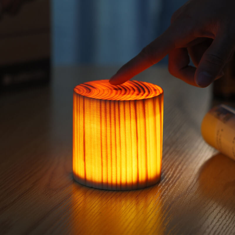 Natural Wood LED Touch Control Night Light Table Lamp for Bedroom Decor