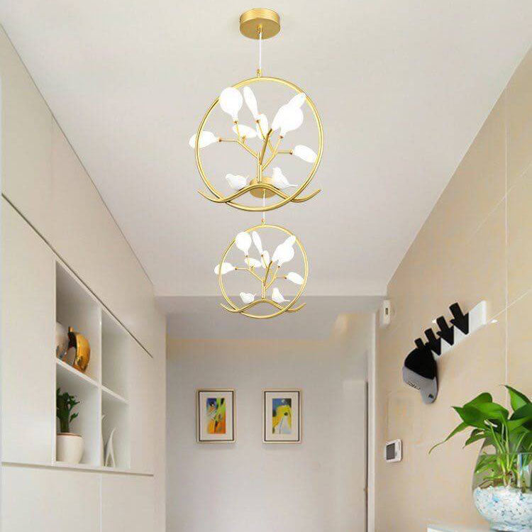 Nordic Metal 9-Light Circular Chandelier for Modern Living Room Decor