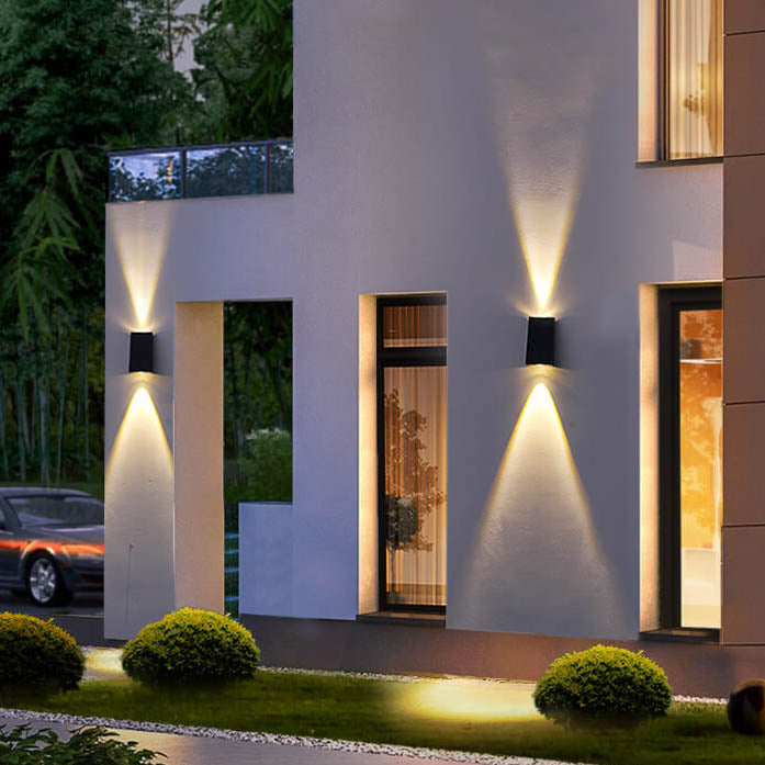 Waterproof LED Wall Sconce Lamp - Modern Solar Trapezoid Design for Outdoor
