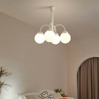 Retro Milky White Glass Orb Chandelier Fixture for Elegant Dining Spaces