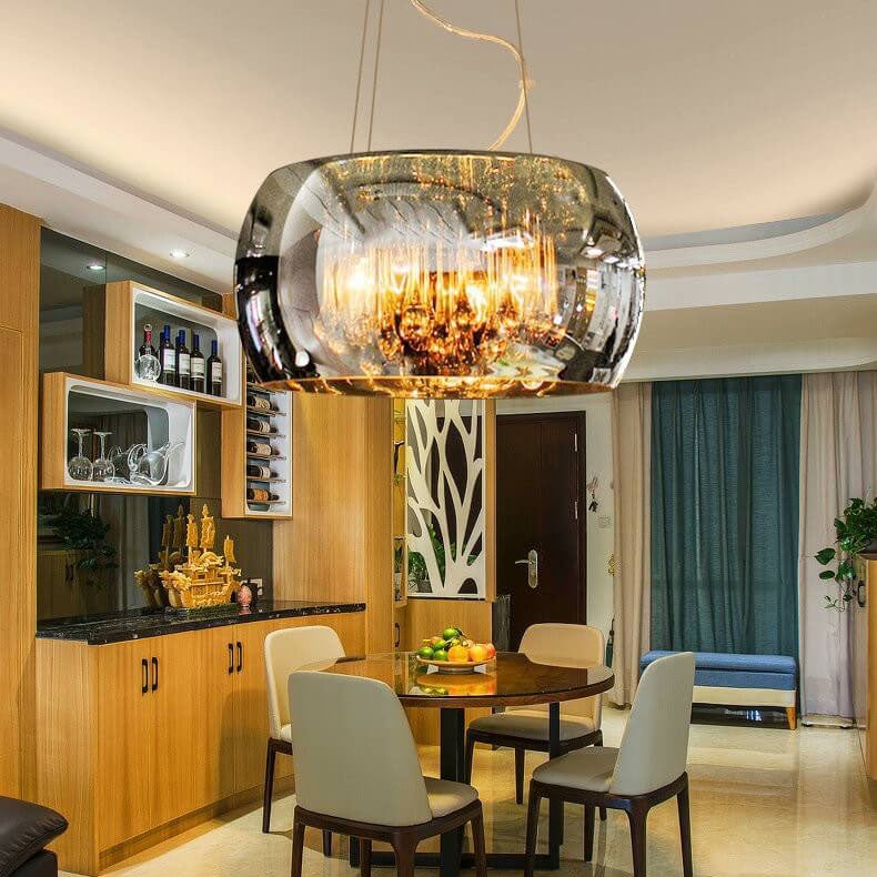 Modern Clear Glass Crystal Pendant Chandelier for Dining Room & Living Room