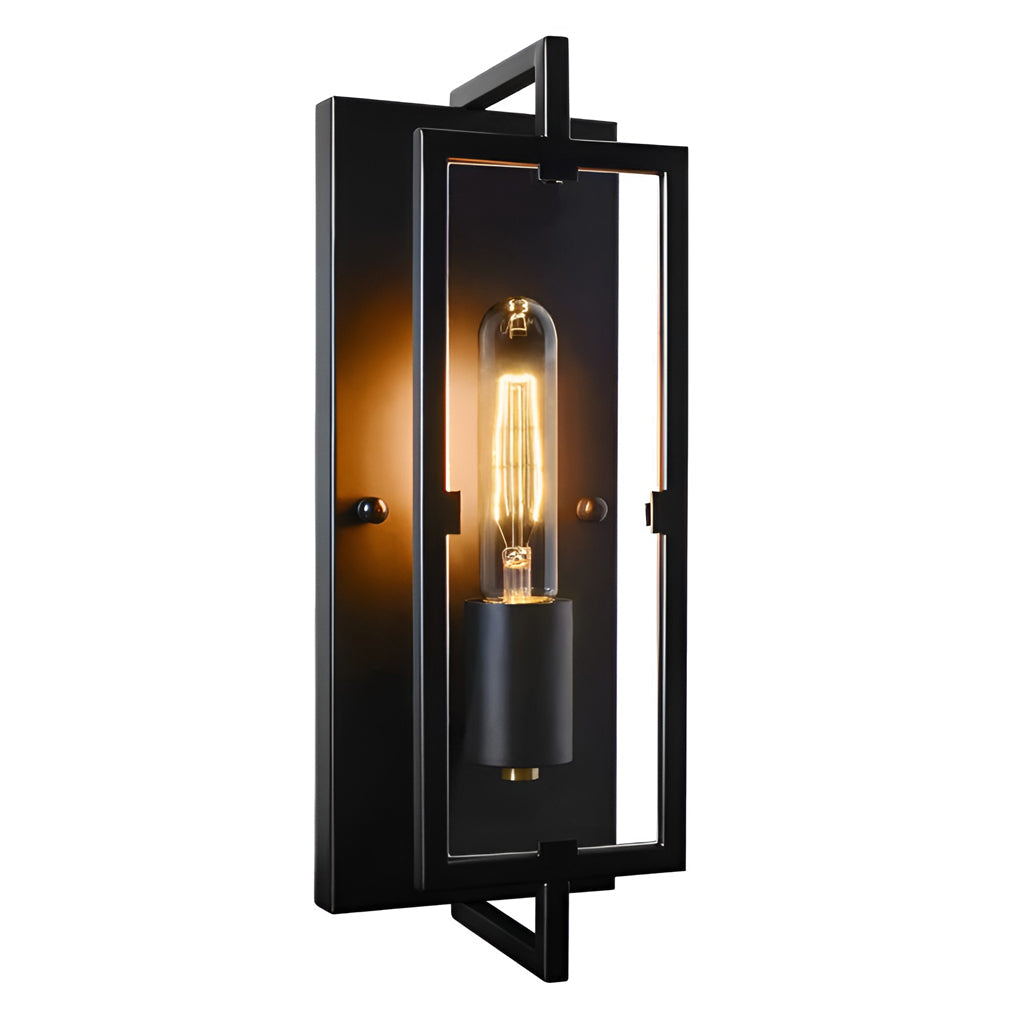 Rustic Metal Rectangular Wall Sconce for Industrial-Style Decor