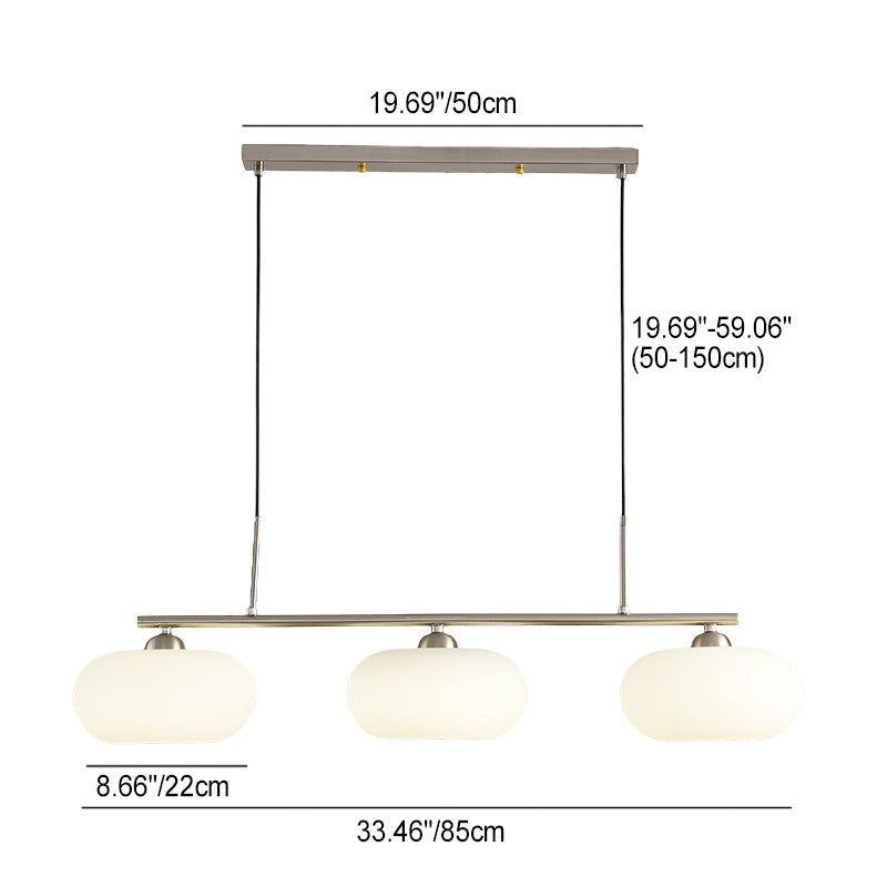 Elegant Persimmon Milk White Glass 3-Light Island Chandelier for Kitchen