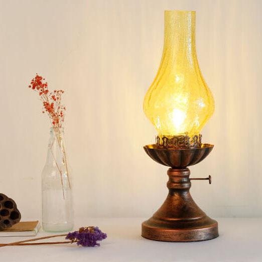 Antique Brass Kerosene Table Lamp - Vintage Light for Home Decor