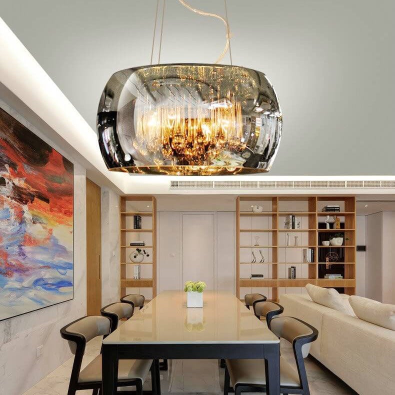 Modern Clear Glass Crystal Pendant Chandelier for Dining Room & Living Room