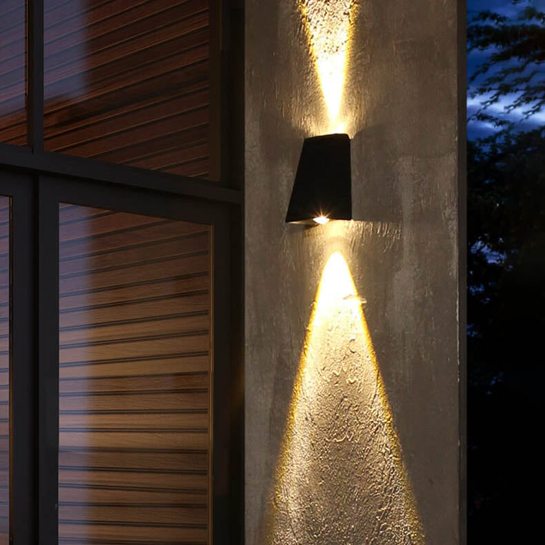 Waterproof LED Wall Sconce Lamp - Modern Solar Trapezoid Design for Outdoor