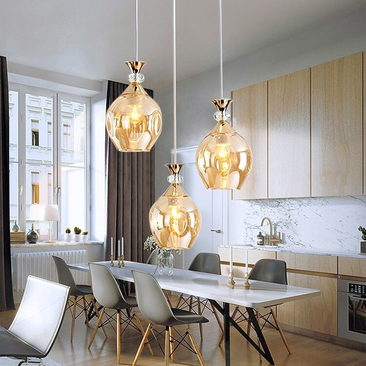 Nordic Gradient Glass Orb 1/3 Light Chandelier for Modern Living Room