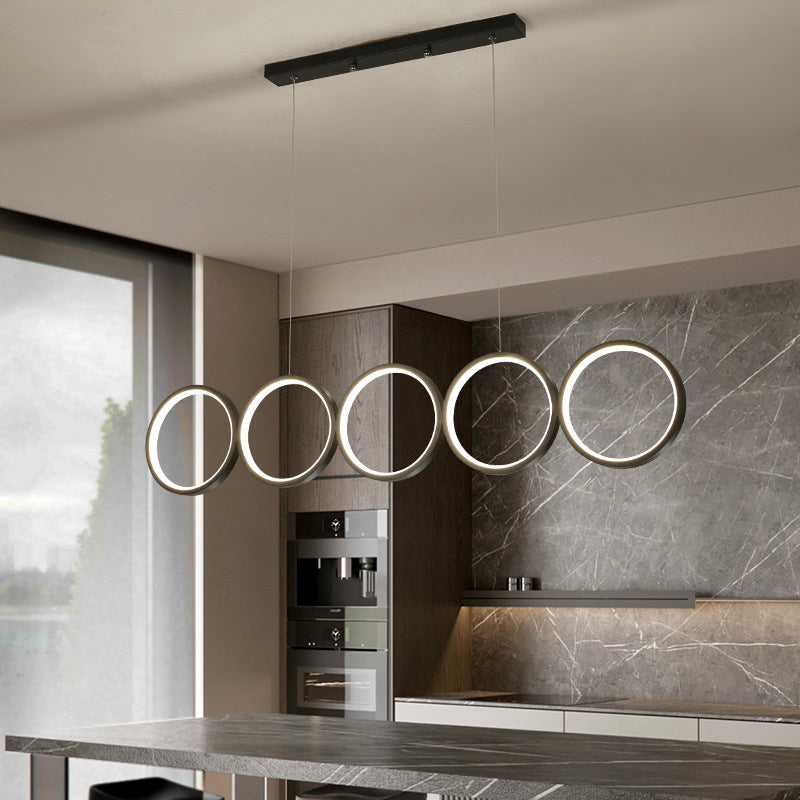 Elegant Nordic Iron & Acrylic 5-Circle LED Chandelier for Modern Spaces
