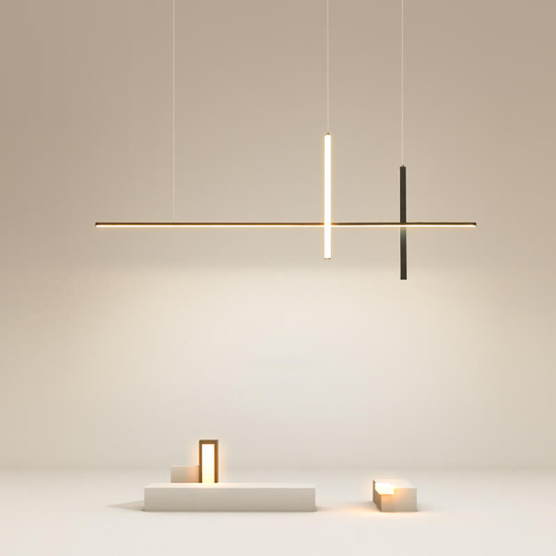 Sleek Silver Minimalist Long Line LED Chandelier for Dining and Living Room
