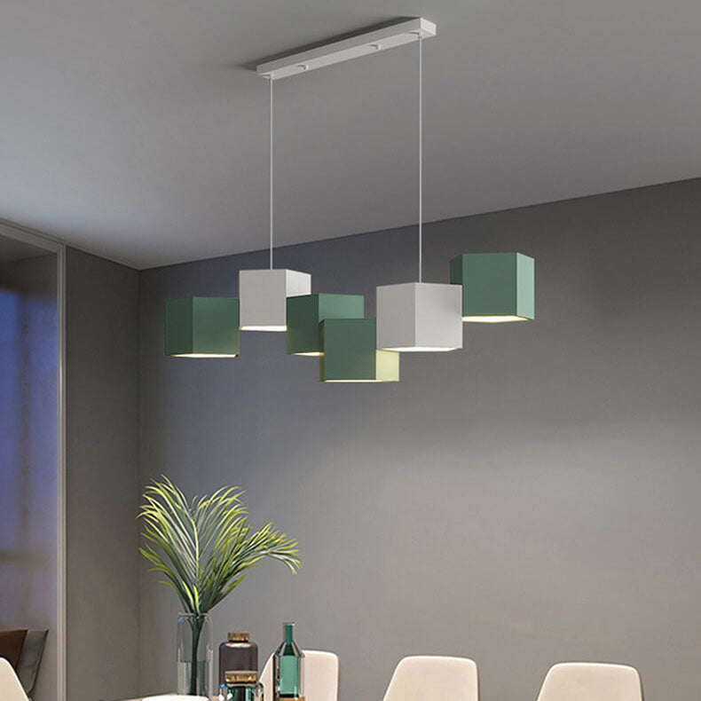 Stylish Multi-Color Geometric Iron LED Macaron Chandelier for Living Room