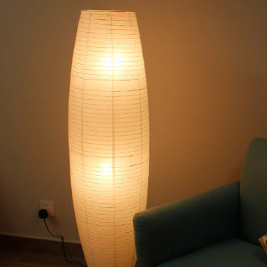 Scandi-Style White Rice Paper Column Floor Lamp for Living Room Decor