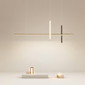 Sleek Black Modern Minimalist Long Line LED Chandelier for Dining Room