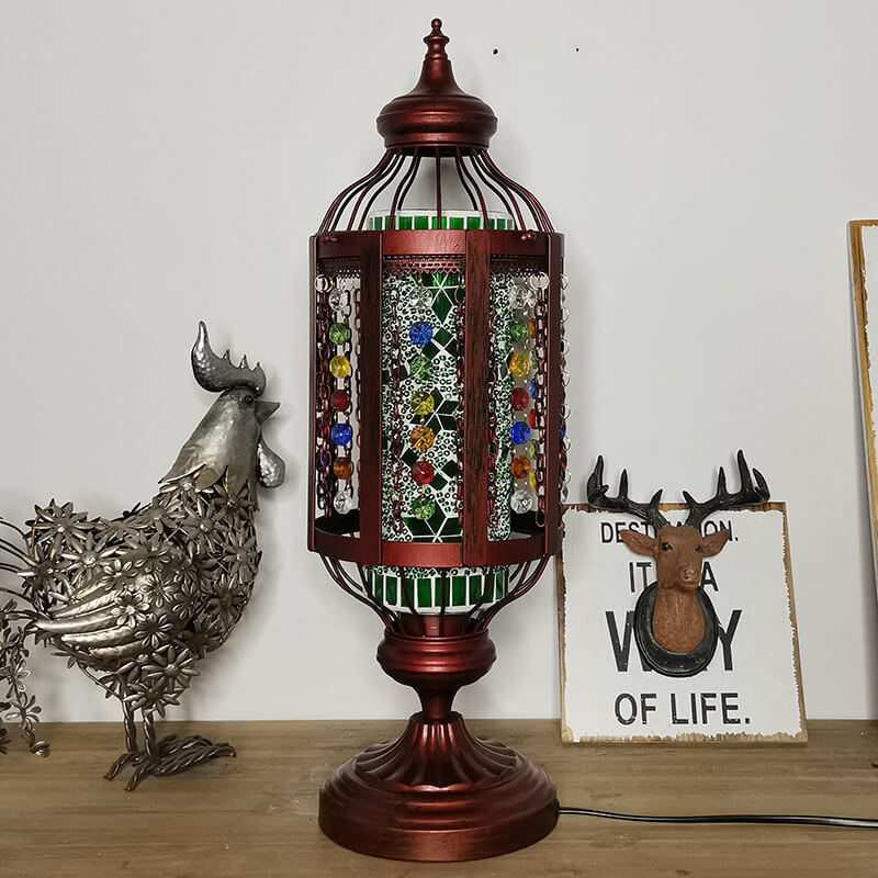 Colorful Vintage Turkish Stained Glass Table Lamp for Home Decor Accent