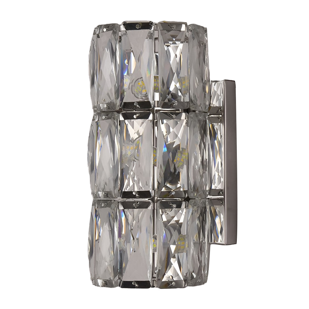 Modern Crystal Cylinder LED Wall Sconce Light Fixture for Living Room