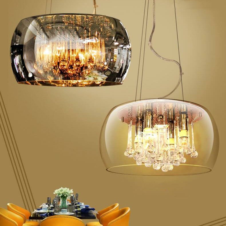 Modern Clear Glass Crystal Pendant Chandelier for Dining Room & Living Room