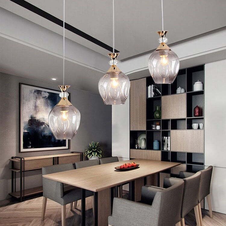 Nordic Gradient Glass Orb 1/3 Light Chandelier for Modern Living Room