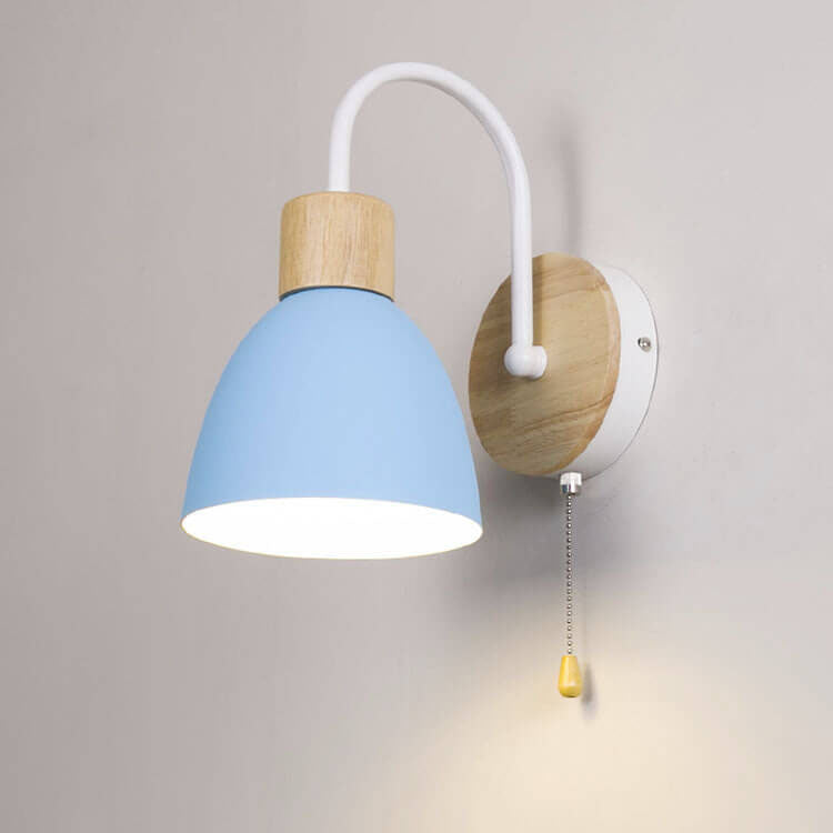 Elegant Nordic Style 1-Light Wall Sconce with Zipper Switch for Bedroom