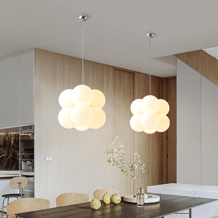Scandinavian White Bubble Acrylic 4/8 Light Chandelier for Living Room
