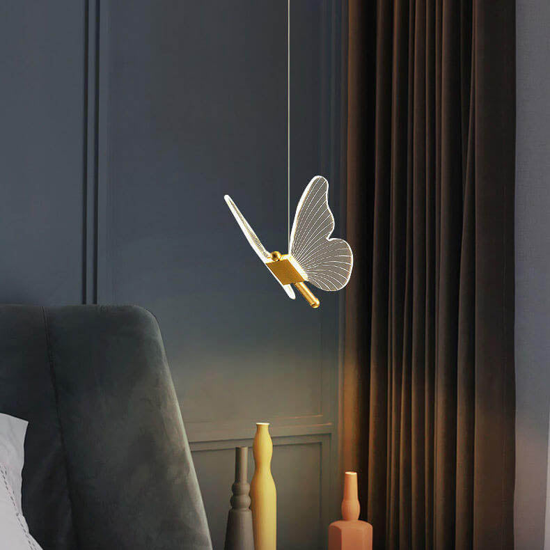 Sleek Clear Acrylic Butterfly LED Pendant Light for Modern Home Decor