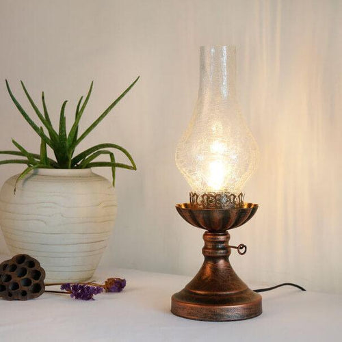 Antique Brass Kerosene Table Lamp - Vintage Light for Home Decor