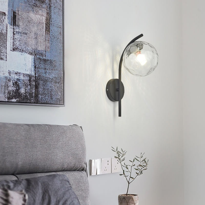 Nordic Arc Brass Glass Globe 1-Light Wall Sconce for Modern Interiors
