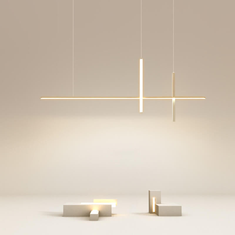 Sleek Black Metal Minimalist LED Chandelier for Dining Room or Living Room