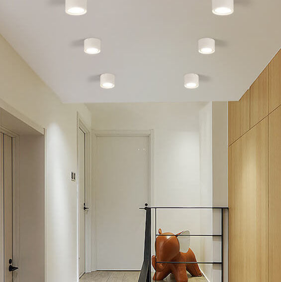Sleek Black Nordic Cylinder LED Flush Mount Ceiling Light for Modern Interiors