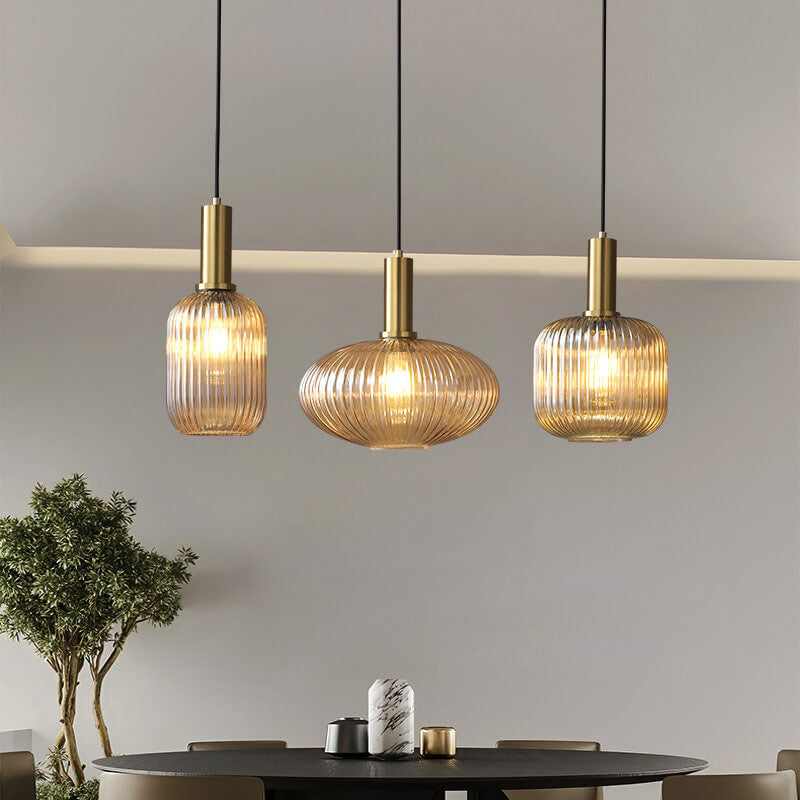 Elegant Minimalist Striped Glass Pendant Light for Modern Living Spaces
