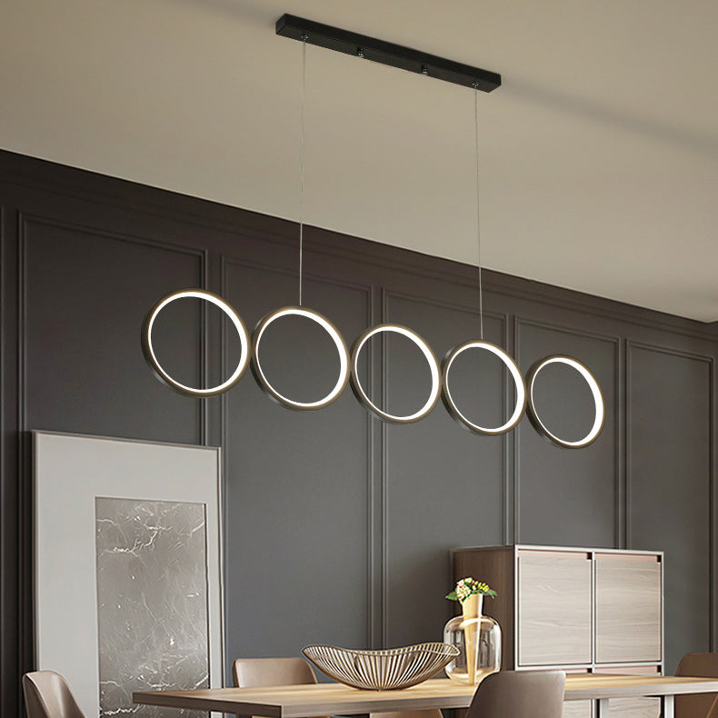Elegant Nordic Iron & Acrylic 5-Circle LED Chandelier for Modern Spaces
