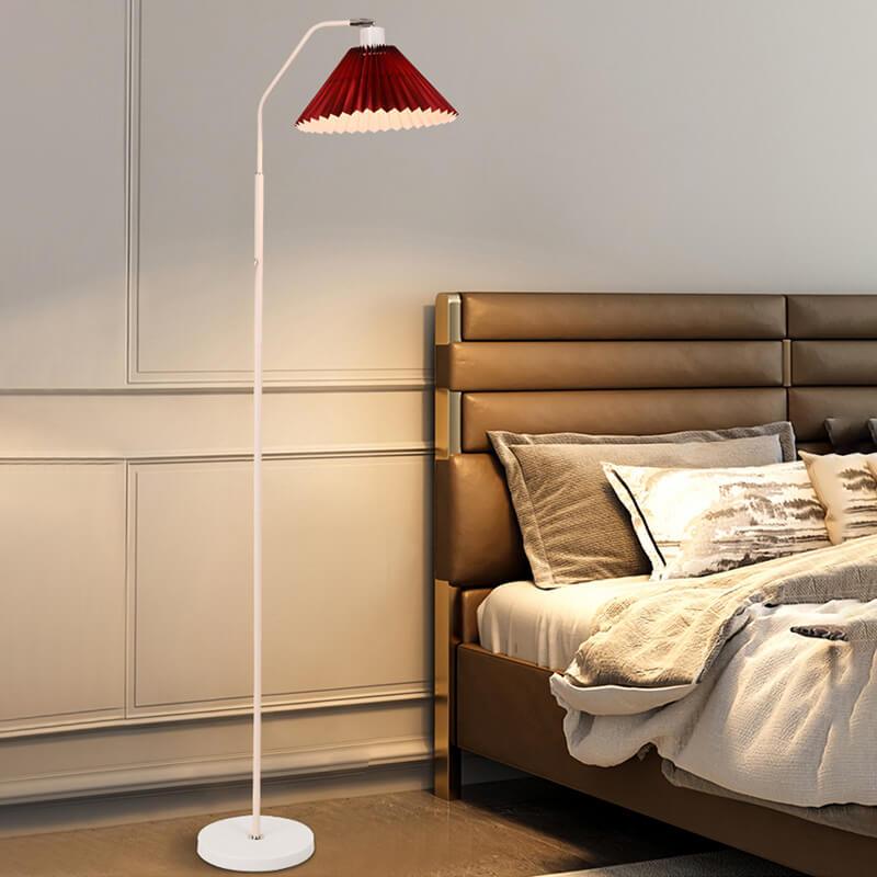 Elegant Minimalist Beige Fabric Pleated Shade Floor Lamp for Living Room