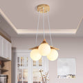 Modern Wood & Frosted Glass 3/5 Light Chandelier for Living Room