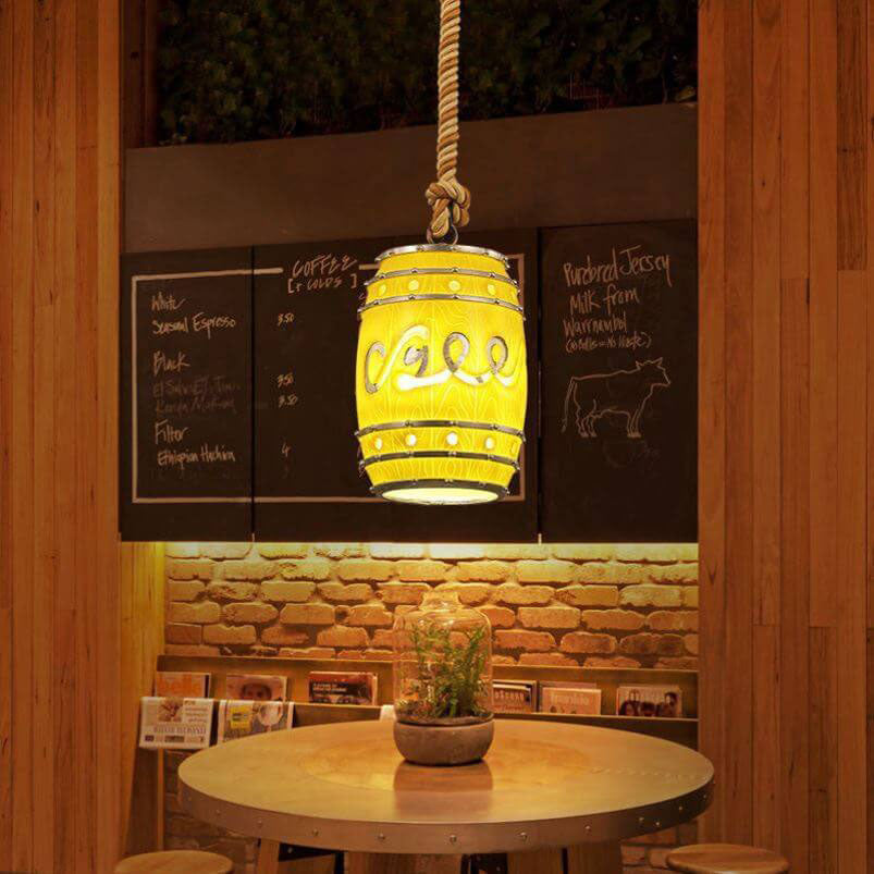 Rustic Vintage Wine Barrel Resin Pendant Light for Kitchen Dining Room