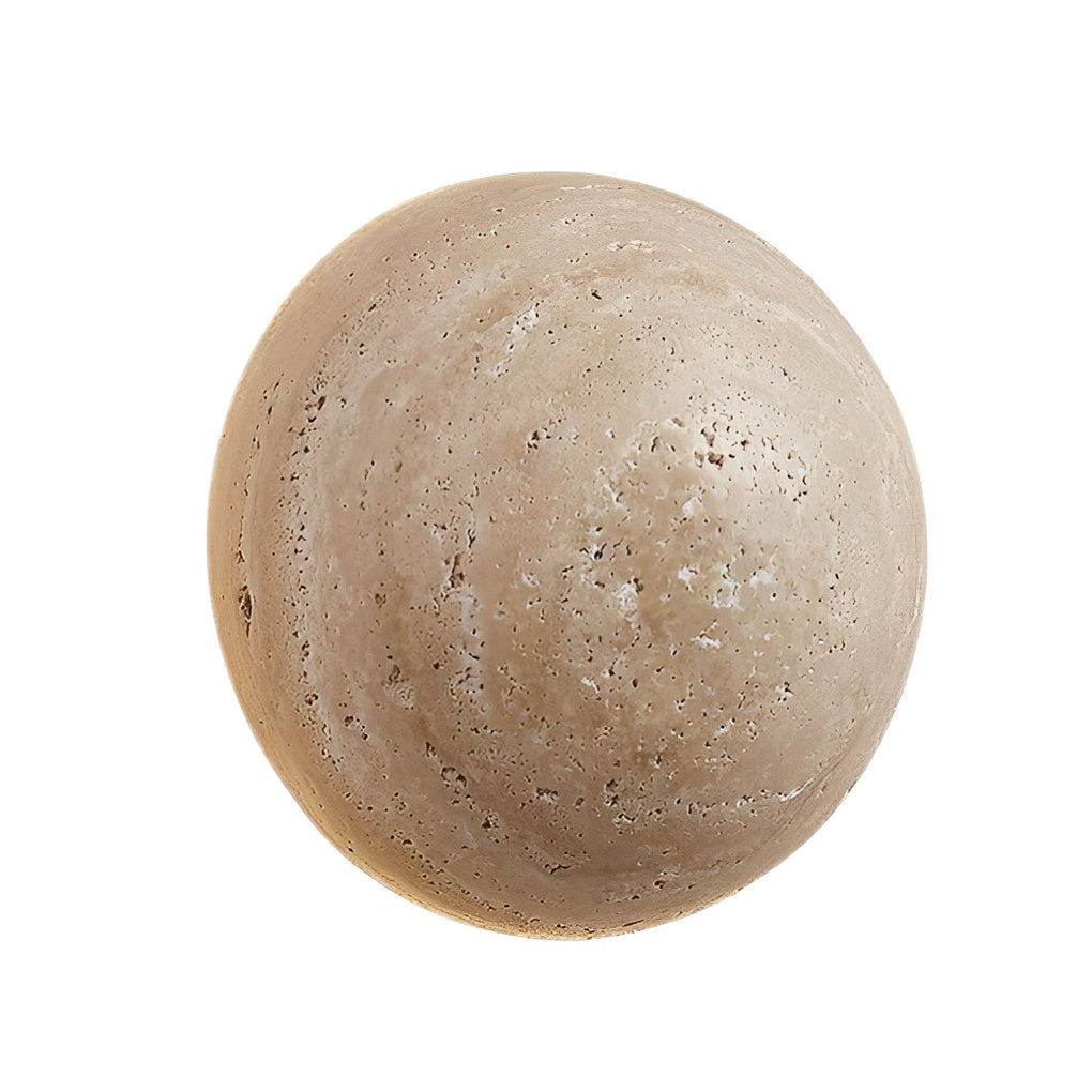 Elegant Round LED Wall Sconce in Japanese Style Travertine for Living Room