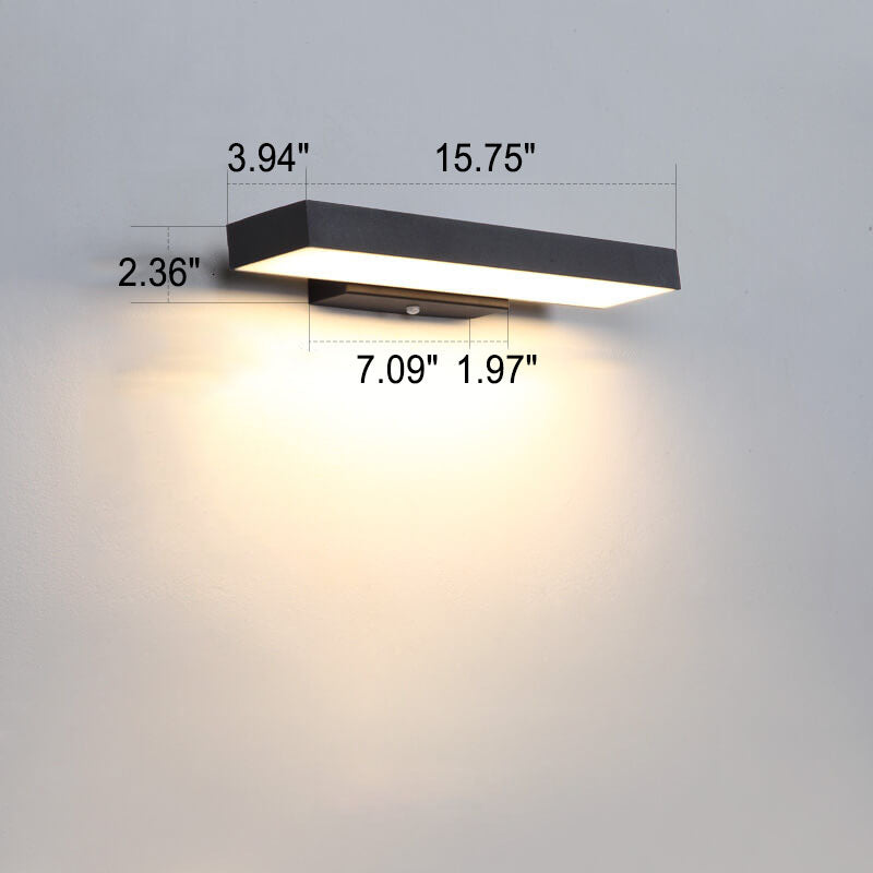 Minimalist Black Rectangular LED Outdoor Wall Sconce Lamp for Patios