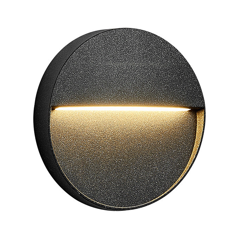 Modern Round Waterproof LED Outdoor Stair Wall Lights - Black Sconces
