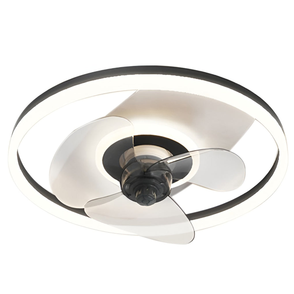 Modern Circular 3-Step Dimming White Ceiling Fan Light with Remote for Living Room