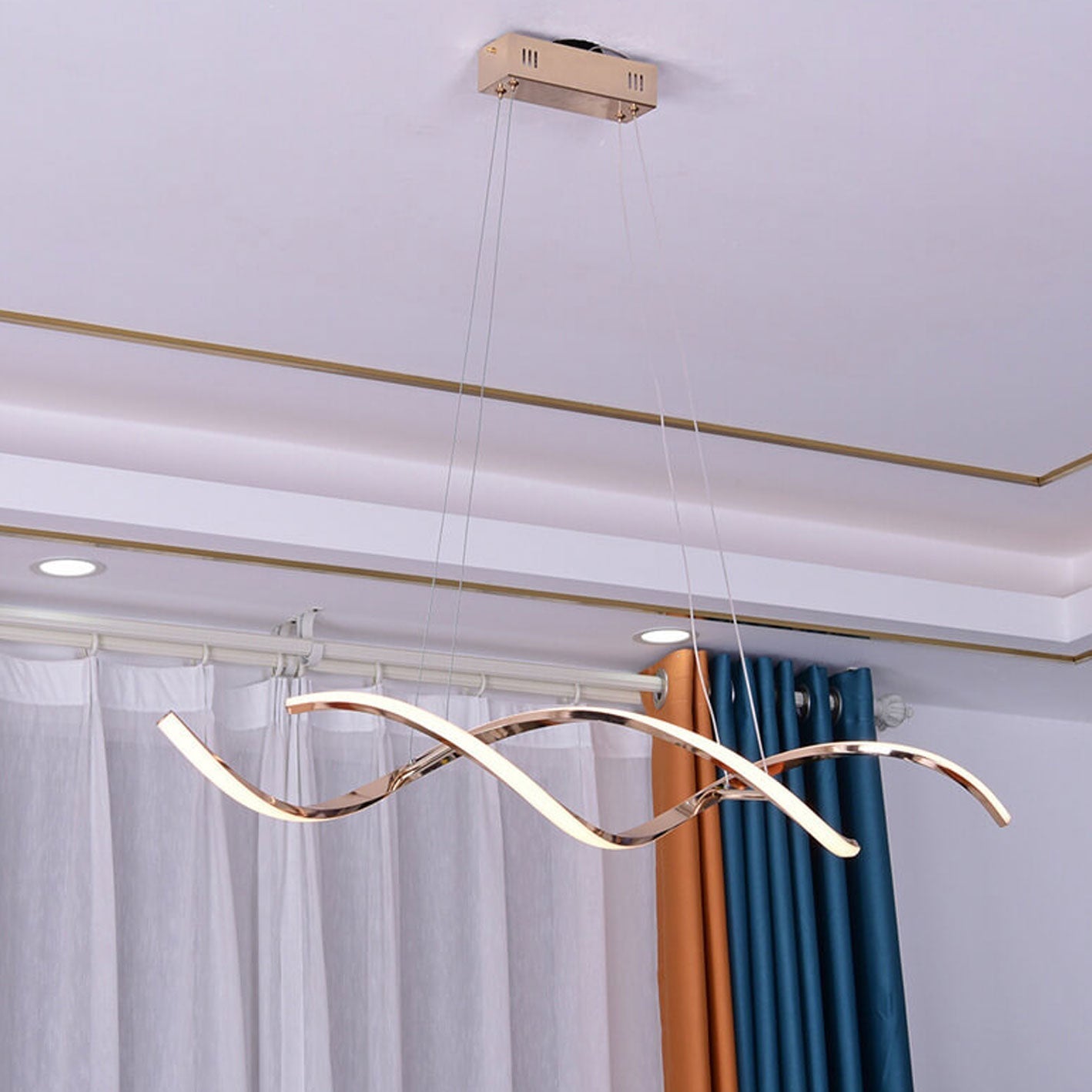 Sleek Modern Minimalist LED Chandelier Pendant Light for Kitchen Island
