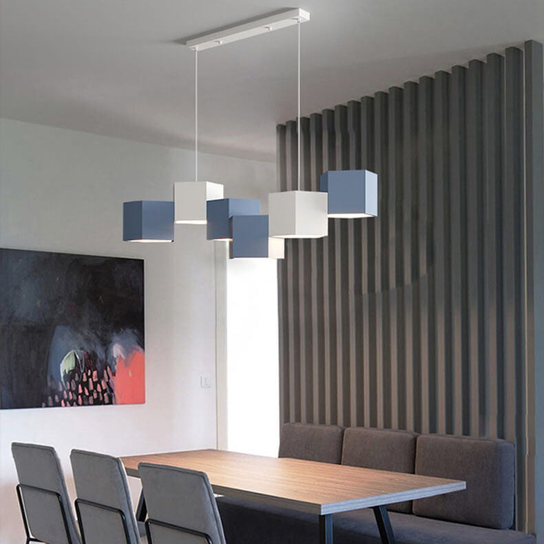Stylish Multi-Color Geometric Iron LED Macaron Chandelier for Living Room