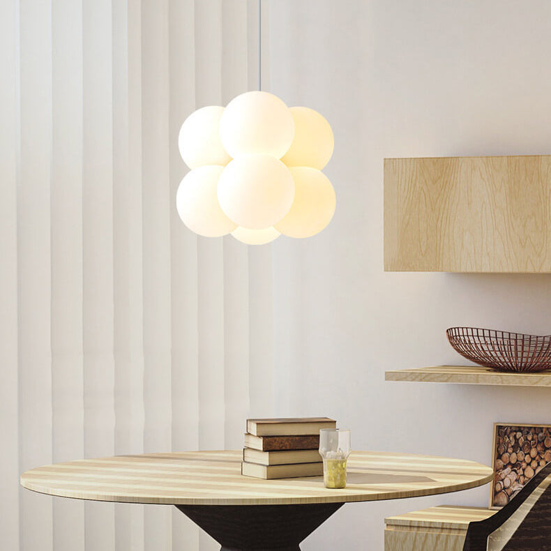 Scandinavian White Bubble Acrylic 4/8 Light Chandelier for Living Room