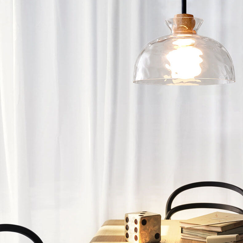Scandinavian Clear Rippled Glass Pendant Light for Kitchen or Dining Room