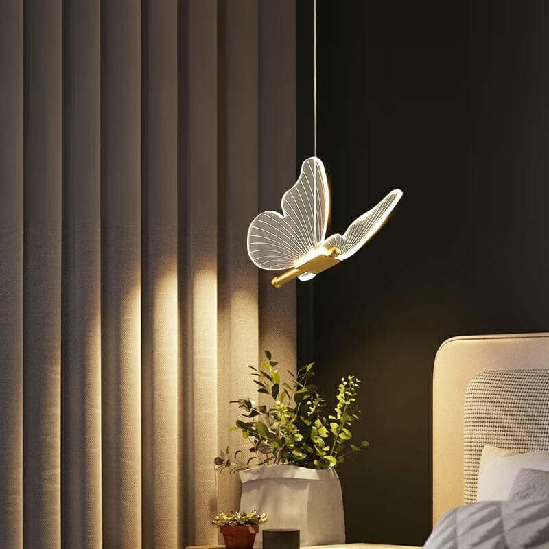 Sleek Clear Acrylic Butterfly LED Pendant Light for Modern Home Decor