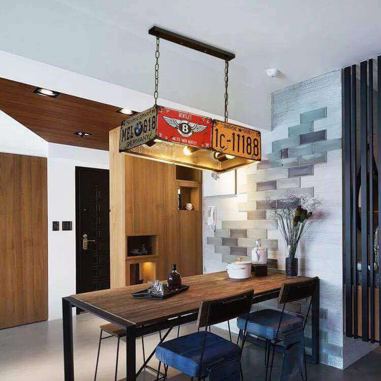 Industrial Metal Square Rectangular Chandelier for Living Room Lighting