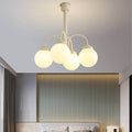 Retro Milky White Glass Orb Chandelier Fixture for Elegant Dining Spaces