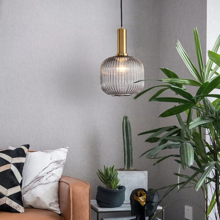 Elegant Minimalist Striped Glass Pendant Light for Modern Living Spaces
