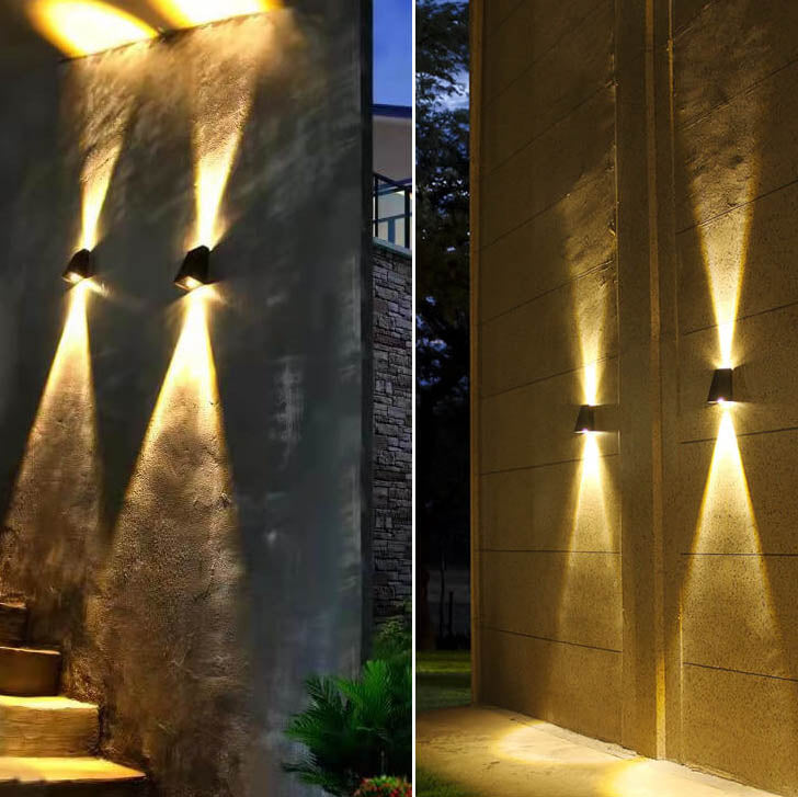 Waterproof LED Wall Sconce Lamp - Modern Solar Trapezoid Design for Outdoor