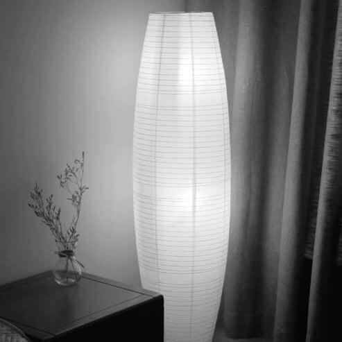Scandi-Style White Rice Paper Column Floor Lamp for Living Room Decor
