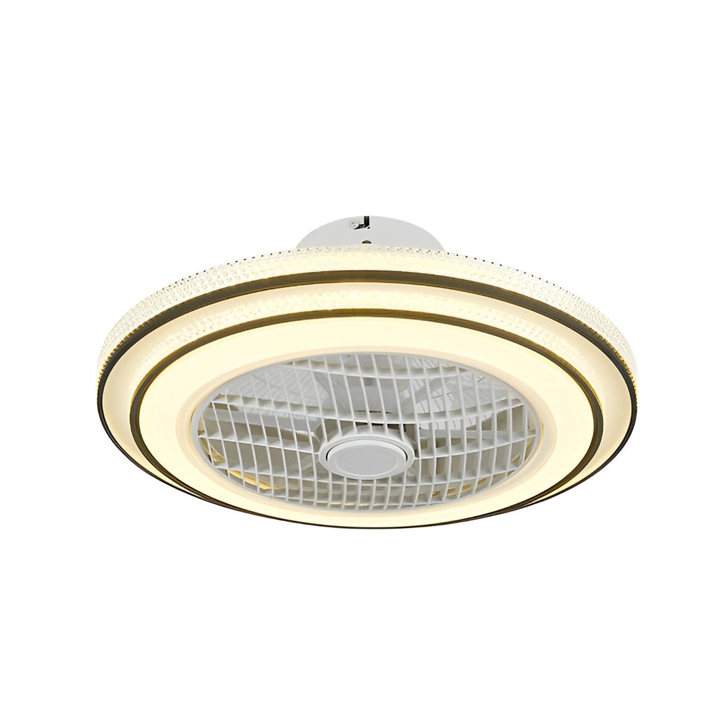 Smart Bladeless Ceiling Fan with LED Light - Modern White Design for Living Room